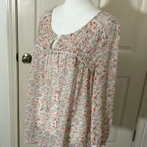 Two by Vince Camuto Boho Sheer Floral Shirt Embroidered Size Medium